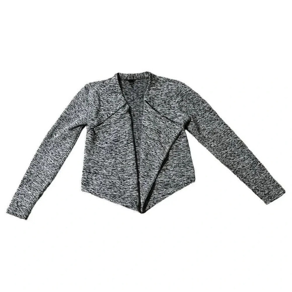 Ann Taylor Women's Black and Grey Boucle Moto Jacket Open Front Drape Size XS - Picture 2 of 7